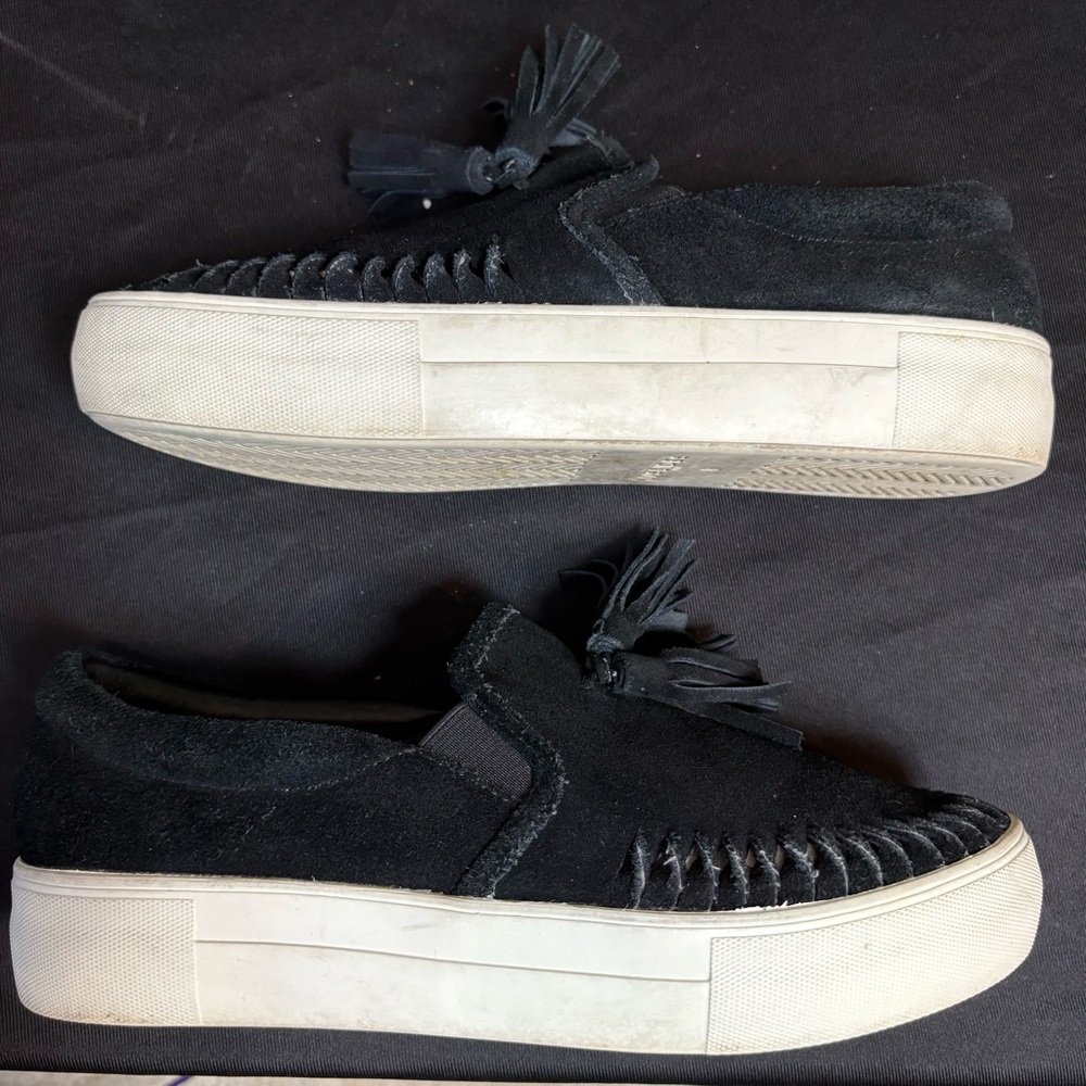 Black Suede Slip-On Womans  J slides suede loafers
